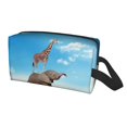 thumbnail image 2 of Goofa Elephant Giraffe Printed Toiletry Bag with Handle,Large Capacity Travel Makeup Cosmetic Bag for Women, Carry on Airport Airline Compliant Bag, 2 of 9