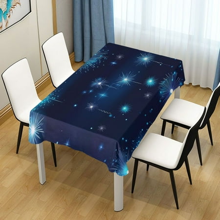 

60x60 Inch Tablecloth Polyester Square Tablecloth for Home Kitchen Dinner Decor Blue Fireworks