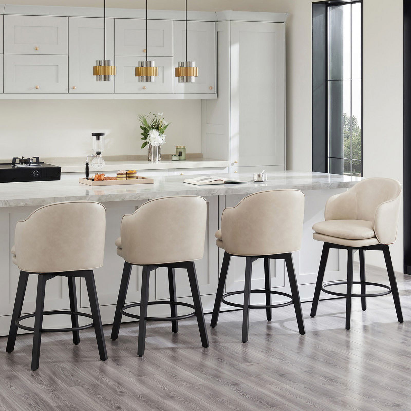 CHITA Modern Swivel Counter Height Bar Stools with Arm Set of 2