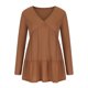 thumbnail image 5 of Mujeres Casual Moda Pullover Manga Larga Con Cuello En V Blusas Camiseta Soild Pompotops FGAJ15080, 5 of 9