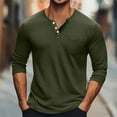 thumbnail image 2 of YYDGH Men's Henley Shirts Long Sleeve Button Solid Color T-Shirts Casual Lightweight Loose Fit Fall Pullover Tops Multicolor S, 2 of 5