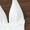 thumbnail image 6 of Roncen Women Sexy Halter Deep V One Piece Swimsuit,Backless Ruched Tummy Control High Cut Cheeky Bathing Suit Beach Vacation, 6 of 7