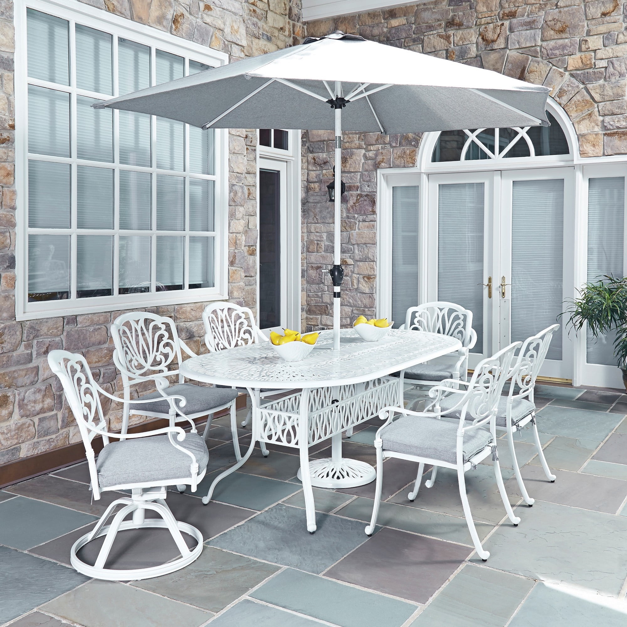Homestyles Capri White 8 Piece Outdoor Dining Set