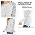 thumbnail image 4 of Sarapandan Women Striped Long Sleeve Shirts Raglan Round Neck Color Block Tunic Tops with Side Shirring for Daily Wear White XL, 4 of 5