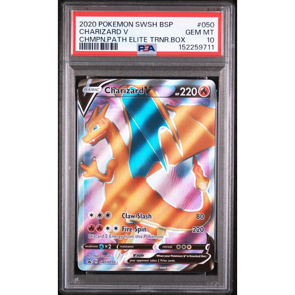 Graded 2020 Pokemon Sword & Shield Black Star Promo Charizard V Champions Path #050 PSA 10