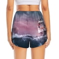 thumbnail image 4 of Fotbe Boat Lighthouse Storm Waves Womens High Waist Running Shorts Athletic Workout Quick Dry Shorts for Women with Pockets Gym Yoga Summer Shorts-Medium, 4 of 9