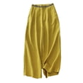 thumbnail image 5 of Pantalones anchos artísticos de algodón y lino de talla grande para mujer, pantalones casuales 30 %, 5 of 5