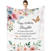 Birthday Gifts for Daughter, Daughter Birthday Gift Throw Blanket 60x50 Inches, Happy Birthday Gifts for Daughter Adult, Birthday Gifts for Daughter from Mom Dad, Unique Daughter Birthday Gifts Ideas