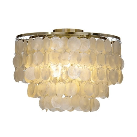 

3-Light Tiered Antique Bronze Capiz Flush Mount Light with Shell Accents 3 W 17.7 13 to 24 Inches 13 to 24 Inches