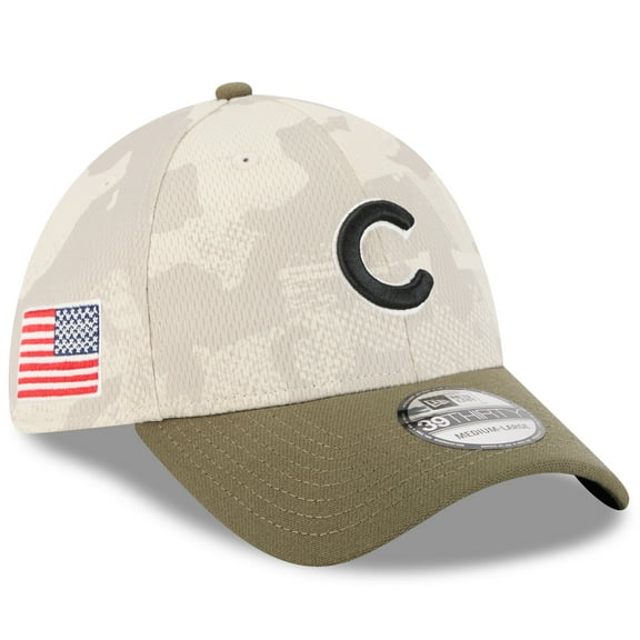 Men's New Era Light Beige/Olive Chicago Cubs 2025 Armed Forces Day 39THIRTY Flex Hat