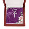 thumbnail image 2 of Christian Encouragement Wedding Message Matthew 19:6 Cross Card Necklace w Stainless Steel Pendant, 2 of 20