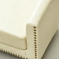 thumbnail image 5 of 50" Faux Leather Small Barrel Love Seat Settee, Diamond Tufted Back Compact Loveseat Sofa with Nailhead Trim, Modern 2-Seater Couch with Solid Wood Legs for Small Spaces, Apartments, Cream, 5 of 17