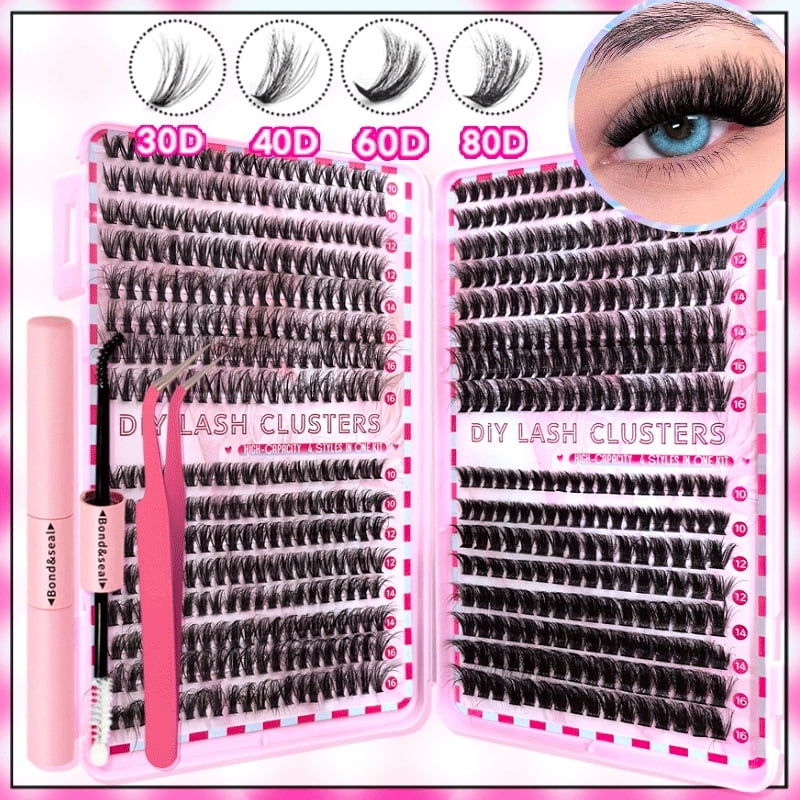 30P/40P 32-Row False Eyelash Glue, 60P/80P Cluster Lash Book Eyelashes