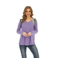 thumbnail image 3 of T-shirt Décontracté à Manches Longues Croisé Col Rond pour Femme, 3 of 8
