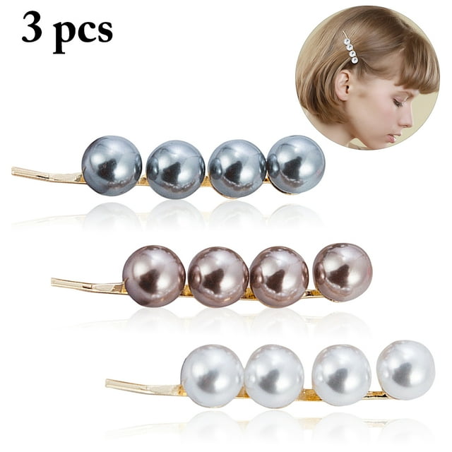3PCS Pince à Cheveux Mode Créative Perle Décor Alliage Épingle à Cheveux Accessoires de Cheveux