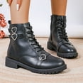 thumbnail image 2 of Black Ankle Boots Women New Fashion Walking Tan Boots Buckle Fashion Low Heel Ankle Boots Black Booties Black 37, 2 of 7