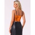 thumbnail image 4 of DARIGN DIVA Women's Sparkly Shiny Metallic Crop Cami Tops XS Orange, 4 of 6