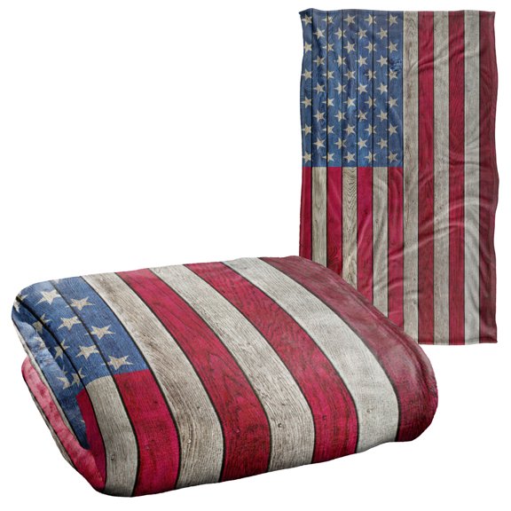 Rustic American Flag Wood Grain Silky Touch Super Soft Throw Blanket 36" x 58"