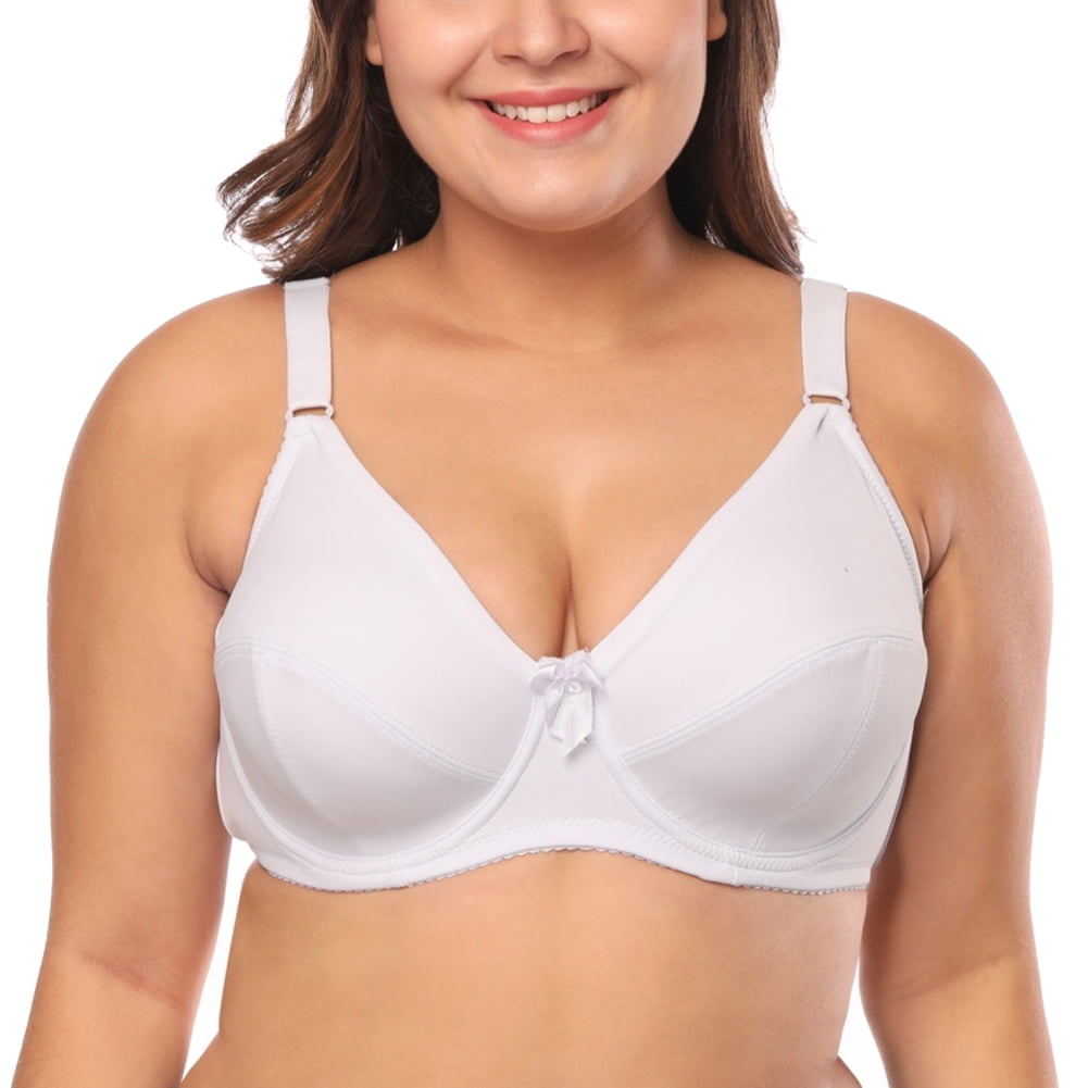 harmtty Women Bra Large Cup Solid Color Large Size Bow Bra Underwired Push  Up Full Coverage Underwear Plus Size,Khaki,36/80D