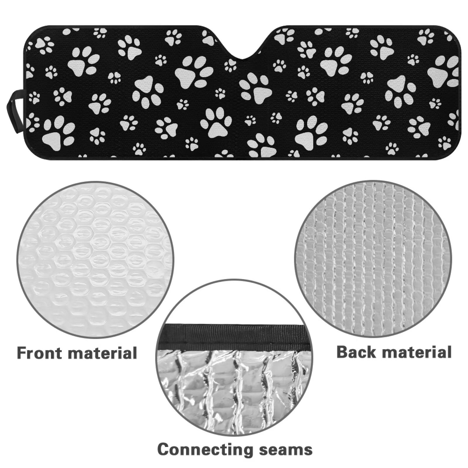 Uorisanigo Windshield Sun Shade for Jeep Wrangler TJ JK JKU Sport Sahara Rubicon 2 Door & 4 Door Foldable Pet Paws Print Front Sunshade, Blocks UV Rays and Heat, Keep Interior Cool