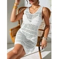 thumbnail image 6 of Womens Swimwear Cover Ups 2025 Summer Crochet Hollow Out Knit Bathing Suit Beach Dresses White L, 6 of 8
