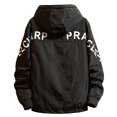 thumbnail image 4 of Chaqueta Con Capucha Y Cordón De Los Hombres De Moda Abrigo De Letras De Color Puro De Invierno De Manga Larga Likrtyny Caballero, 4 of 9