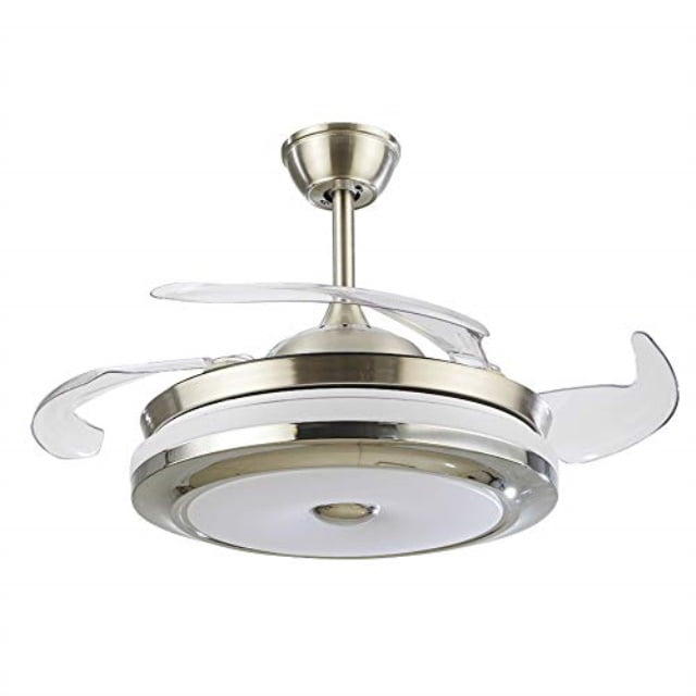 42'' retractable ceiling fan light with remote control dimmable led