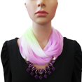 thumbnail image 5 of Bufanda de mujer, bufanda, collar, pañuelo para el cuello, ropa de gasa, elegante protección solar, bufanda envolvente con collar, joyería para el verano, otoño púrpura/verde. Afortunado Sencillez, 5 of 5