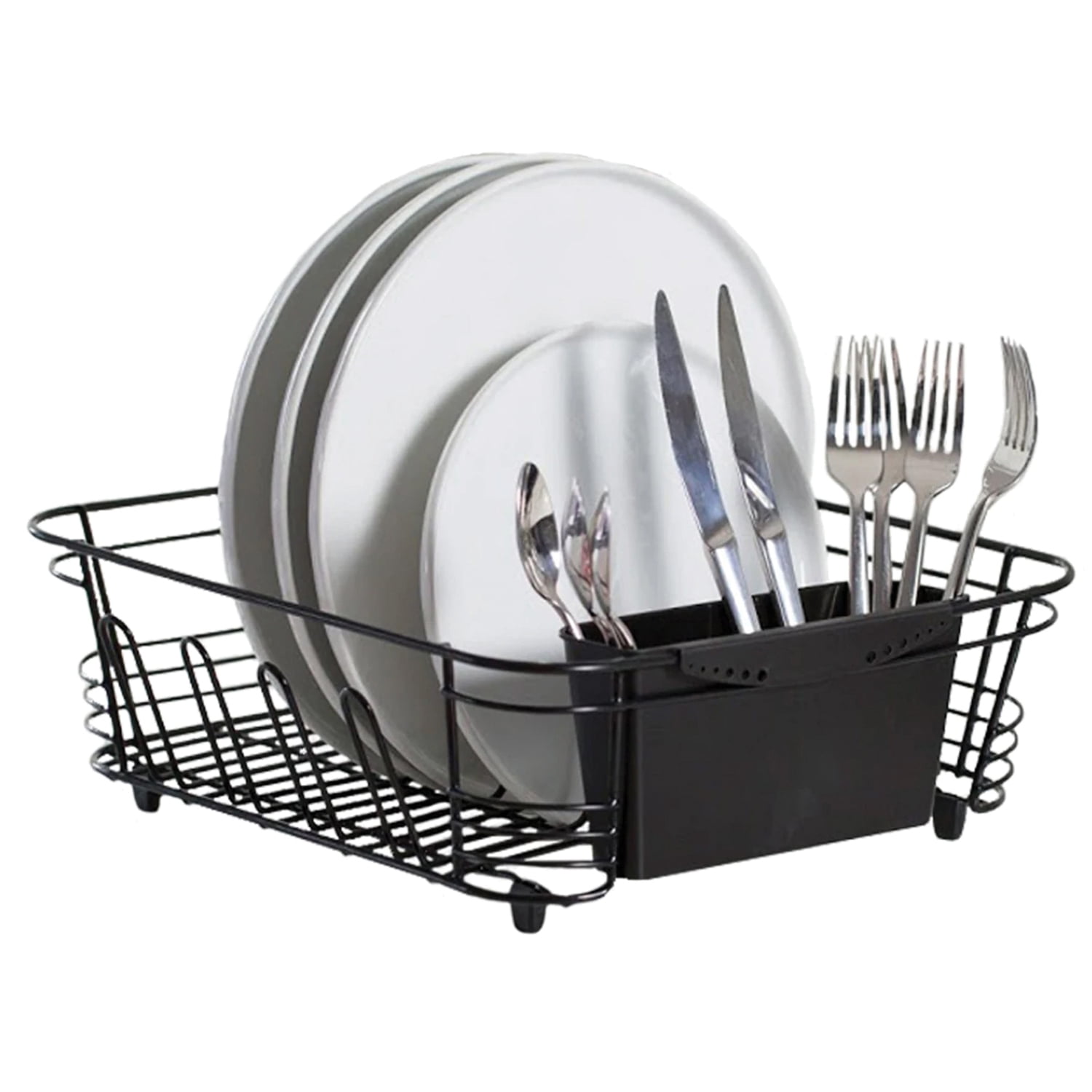 Better Houseware 2-Piece Dish Drainer, Black