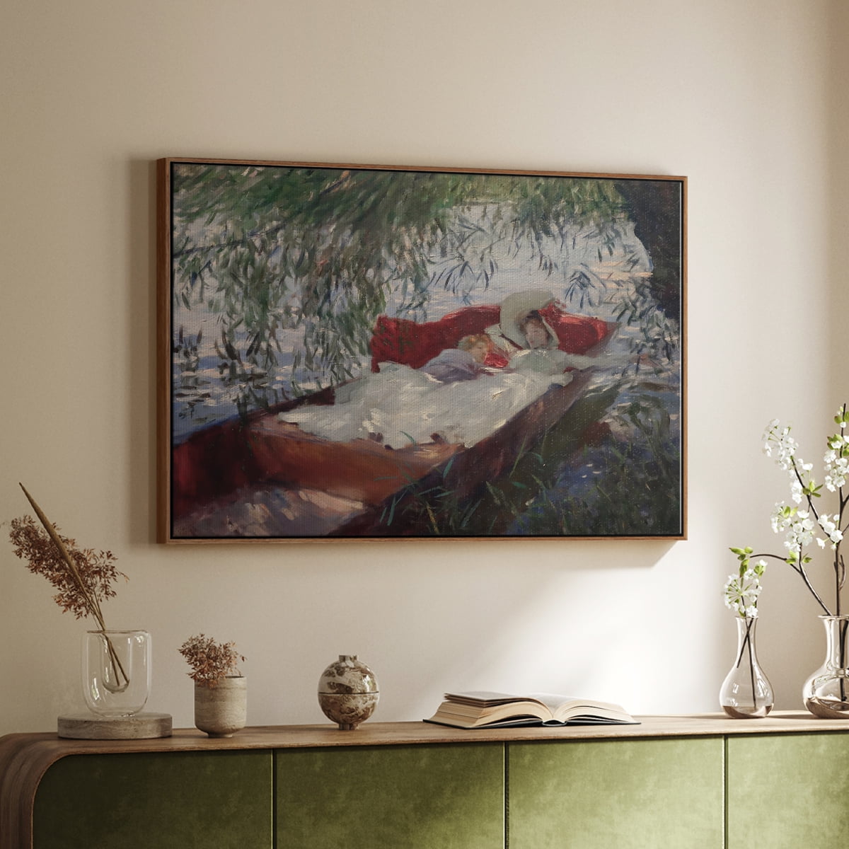 Vintage Botanical Print-XCII By Wexford Home Framed in Walnut Wood Gallery Wrapped Canvas 27 in. x 41 in.