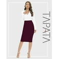 thumbnail image 6 of Women's Office Work Pencil Skirt Stretch High Waist Below Knee Bodycon for Business Casual, 6 of 18