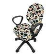 thumbnail image 2 of SCRAWLGOD Daisy Cow Print Black Beige Comfy Office Chair Slipcover Stretch Easy to Remove Swivel Chair Cover Washable Dustproof Desk Rotating Chair Slipcovers, 2 Piece Sets, 2 of 7