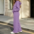 thumbnail image 5 of Women 2 Piece Outfits Long Sleeve Cropped Hoodie Sweatshirt High Waist Wide Leg Pants Casual Loose Sweatsuit Set for Daily Workout Jogging Streetwear Purple XL, 5 of 8