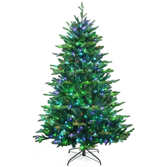 Costway 6ft App-Controlled Pre-lit Christmas Tree Multicolor Lights w/ 15 Modes