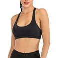 thumbnail image 4 of FANNYC Sports Bra For Women's Padded Longline Strappy Sports Bra Sexy Crisscross Back Medium Support Yoga Bra Crop Top Gym Workout Fitness Running Bras With Removable Cups, 4 of 7