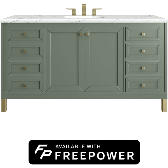 James Martin Vanities 503-V60S-SC-FENC Chicago 60" Free Standing Single Basin Poplar Wood