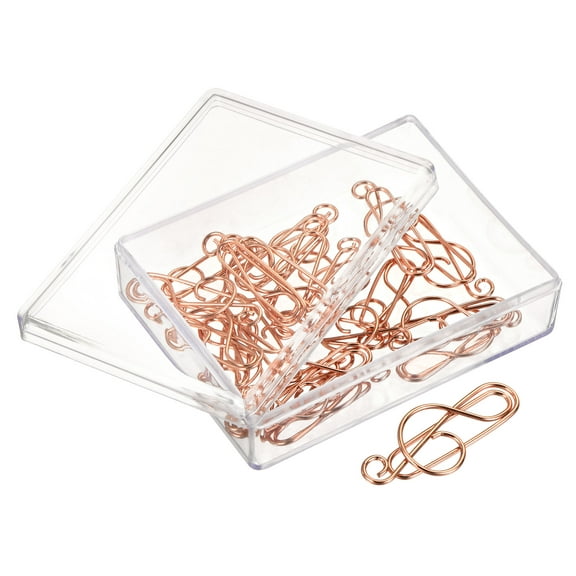 Uxcell Paper Clips Notes Style with Box Rose Gold Tone for Organize Office Home, Pack of 20
