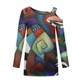 thumbnail image 4 of Camiseta de manga larga estampada con hombros descubiertos vintage a la moda para mujer Fridja czfsfas5855, 4 of 5