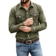 thumbnail image 5 of Zeijnsda Mens Denim Shirts Fashion Turndown Collar Long-Sleeved Blouse Solid Color Casual Button Down Shirts with Chest Pockets, 5 of 8