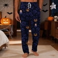 thumbnail image 2 of Domzest Mens Halloween Pajama Pants Pumpkin Ghost Bat Graphic Wide Leg Sleepwear Drawstring Elastic Waisted Funny Pj Bottoms Black XL, 2 of 5