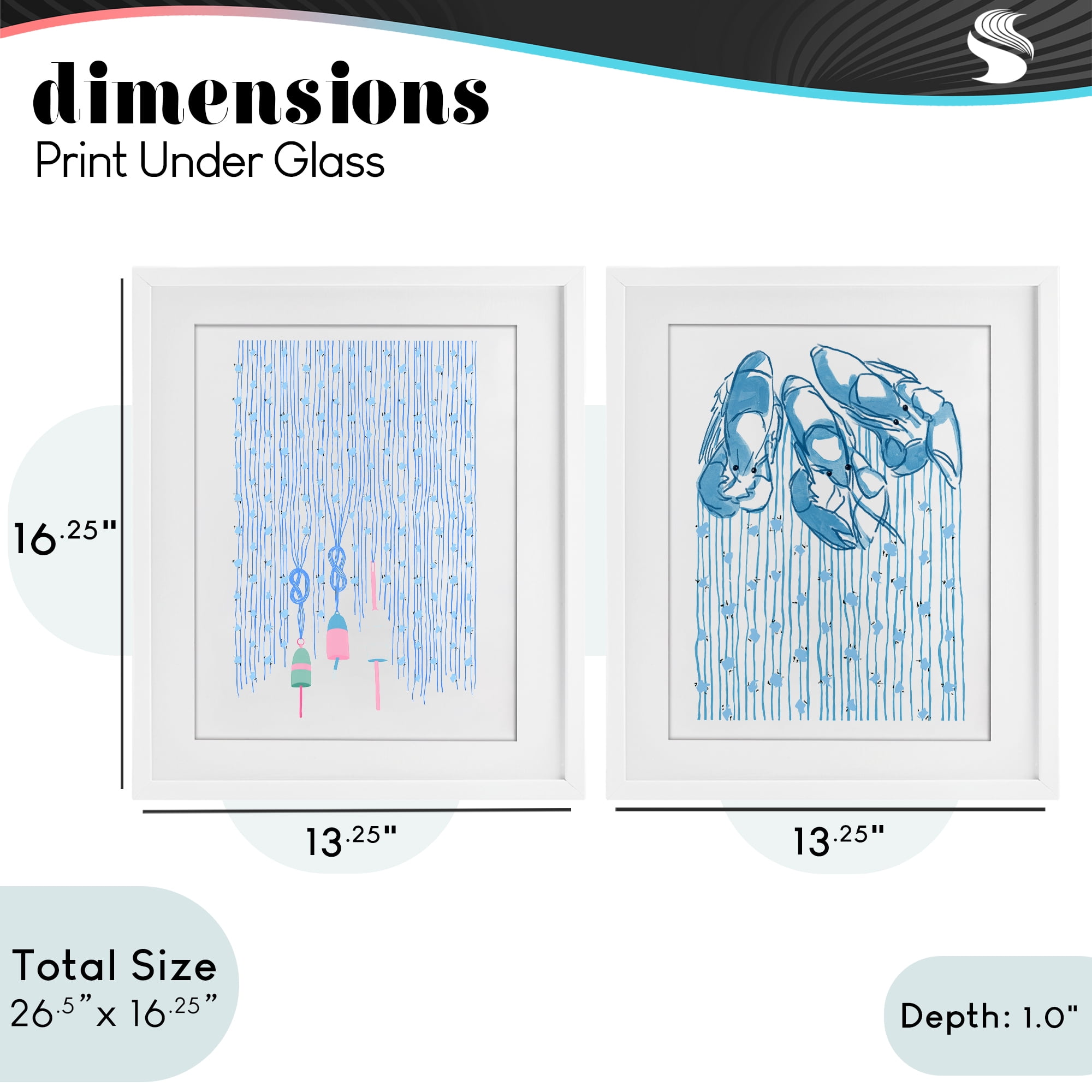Stupell Industries Nautical Buoys & Lobsters 2 Piece White Framed Print Under Glass Set, design by Melissa Tilley