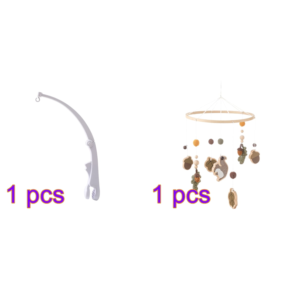 Baby Crib Bell Mobile – Wooden Rotating Wind Chimes with Wood Beads & Crochet Pendants, Soothing Sleep Aid & Interactive Nursery Toy for Newborns