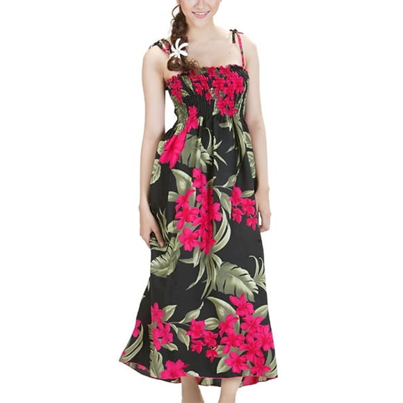 Favant Floral Women's Hawaiian Long Smocked Tube Dress