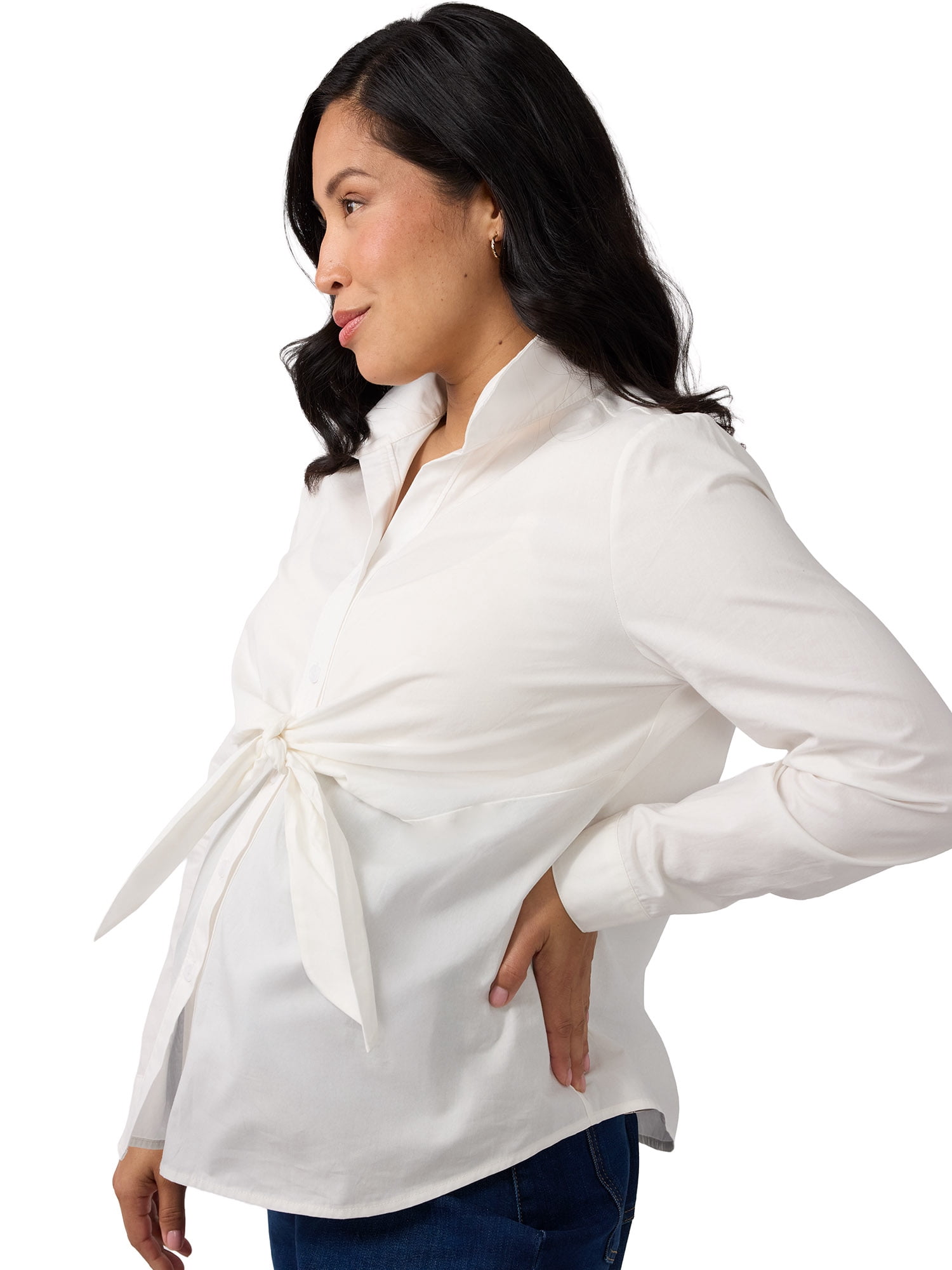 Ingrid & Isabel For Every Belly Women’s Maternity Tie Front Cotton Shirt, Sizes S-XXL