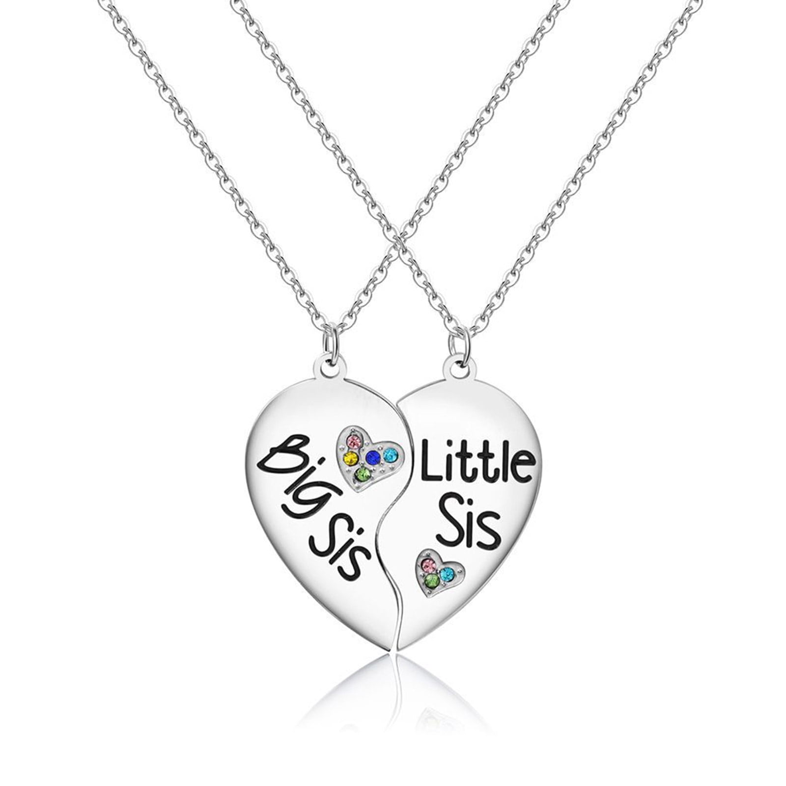 Sister Necklace Big Sis Little Sis Heart Stitching Pendant - Temu