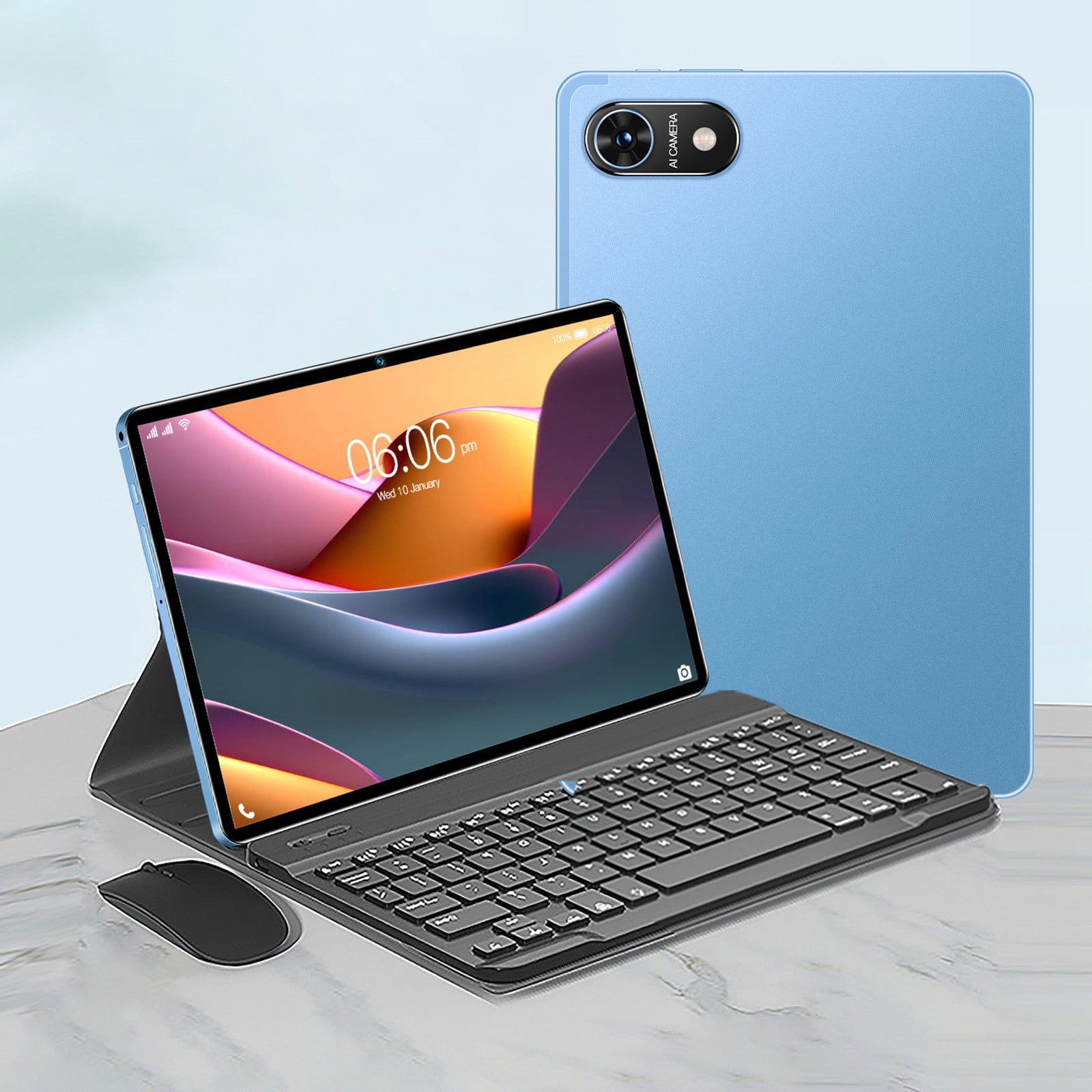 10.1-Inch Android 13 Tablet with Ultra-Thin 2K HD Display, 4GB+32GB, 512GB Expandable, Dual SIM Voice Call, WiFi 5G, Bluetooth, 24MP+32MP Camera, 12000mAh Battery