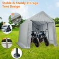 thumbnail image 3 of Heavy Duty Outdoor Storage Shed with Roll-up Zipper Door Waterproof and UV Resistant Portable Garage Carport for Motorcycle Bike Garden Tools Grey, 3 of 8