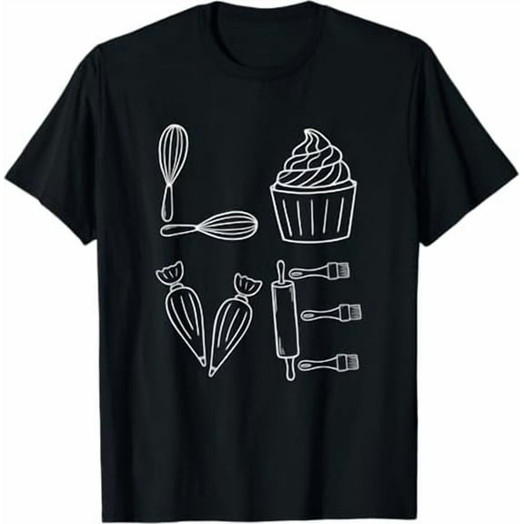 Baking Love Whisk Rolling Pin Baker Cupcake Cake Pastry T-Shirt