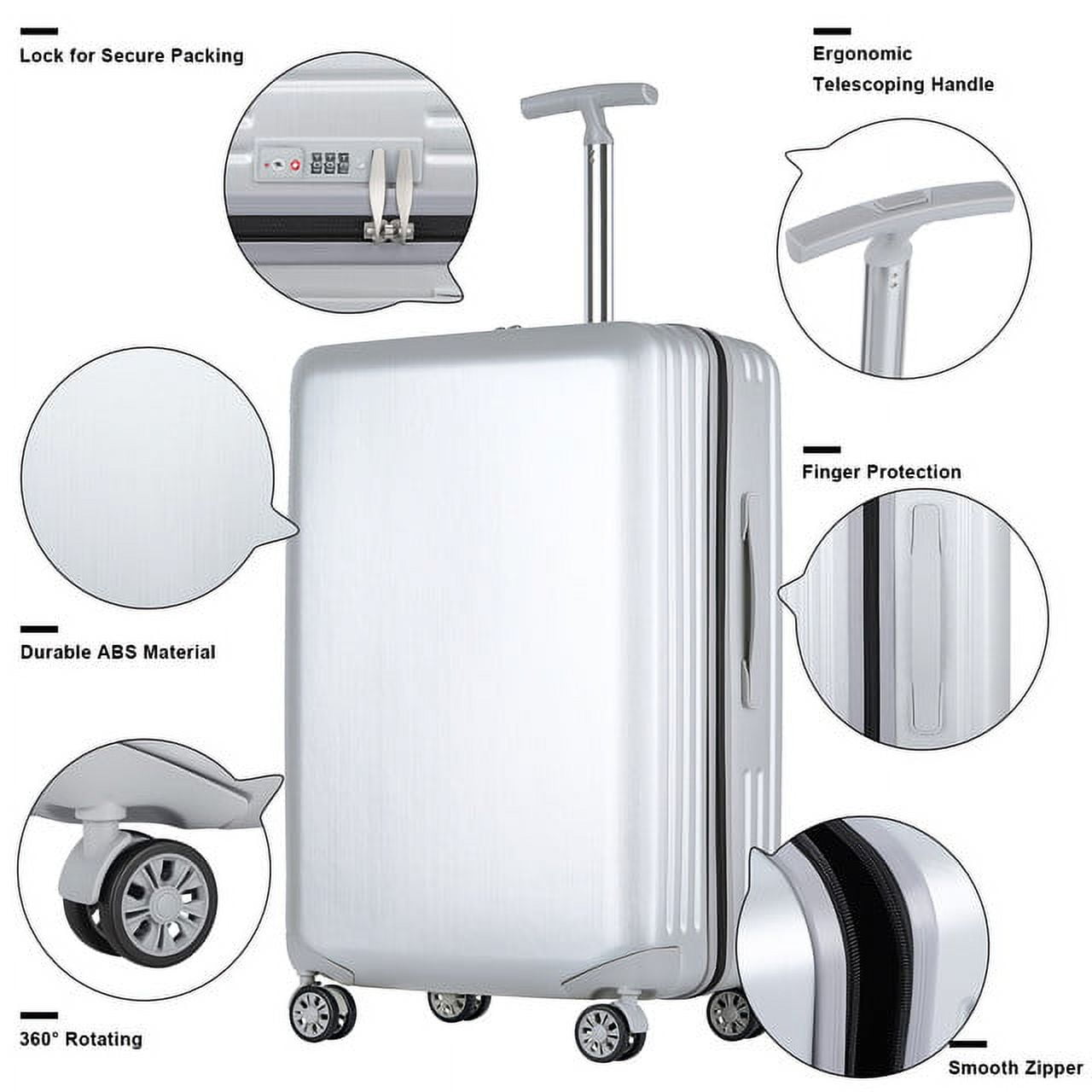 Hikolayae Mesa Collection Hardside Spinner Luggage Sets in Silver, 3 Piece - TSA Lock