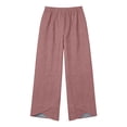 thumbnail image 5 of Women’s Cropped Pants Petal Hem Casual Loose Jean Look Pants Wide Leg Versatile Faux Denim Pants with Pockets ,Pinks，S, 5 of 7